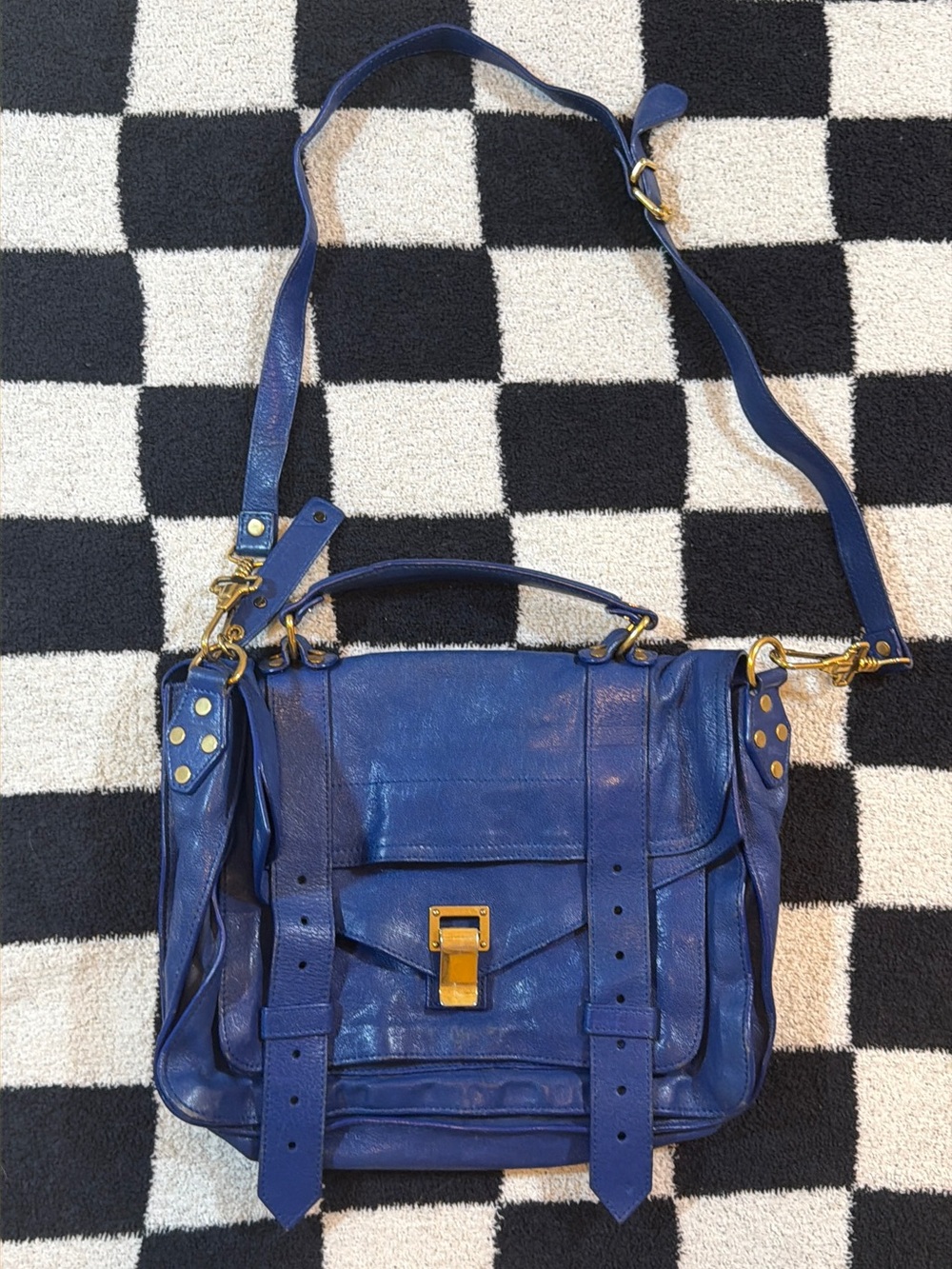 Proenza schouler ps1 blue leather medium satchel bag
